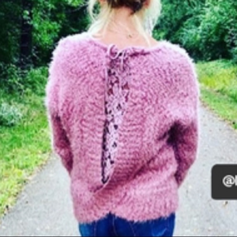 fuzzy sweater with beautiful lace inlet on back